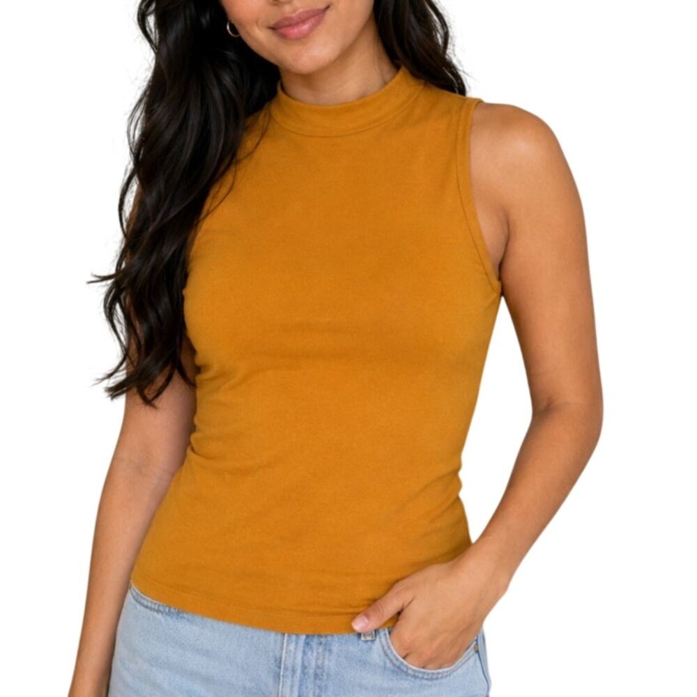 Bozzolo Mustard Yellow High Neck Crop Tank Large